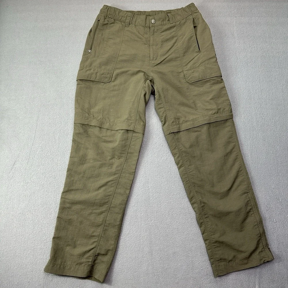 North Face Men's Medium Covertible Pants Green Nylon Zip Off Hike *flaw*